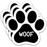 (3PCS) Woof Sticker Dog Paw Print Stickers Waterproof Vinyl Decals for Laptops, Tumblers, Water Bottles, Scrapbooks, Scrapbooks, Gifts for Dog Lovers 3" x 2.8"