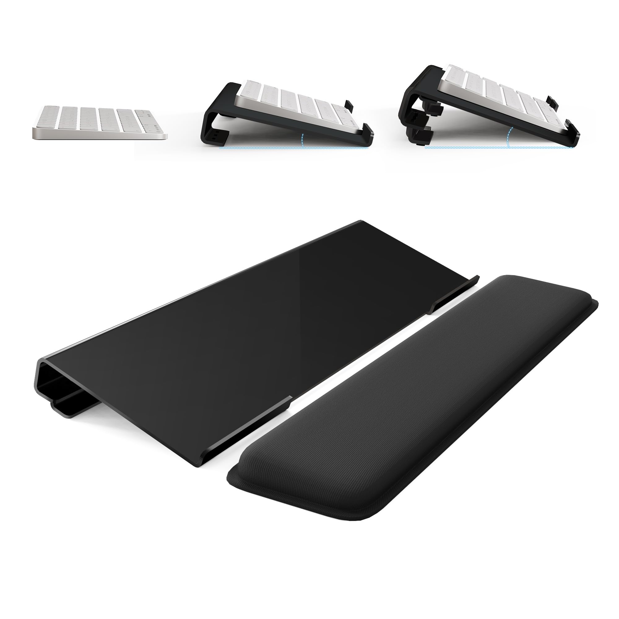 Photo 1 of Laborio Computer Keyboard Stand for Desktop, 2-Level Height Adjustment Keyboard Wrist Rest, Non-Slip Key Board Riser Pad for Office, Gaming, and Home Desks