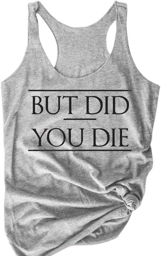 UZZE Womens Summer BUT DID You DIE Tank Tops Sleeveless Racerback Letter Print Graphic Tees