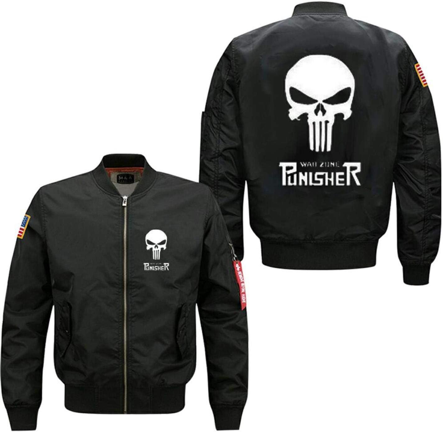 HRRPS Men Bomber Flight Jacket Punisher Skull Comics Hero Cartoon Casual Jacket
