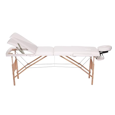 dibea MT00564, Mobile 3-Zonen Massagebank, Holzgestell (klappbar), Rückenlehne, höhenverstellbar, weiss