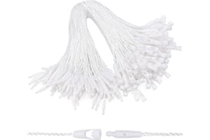 EUSOAR String for Tags, 6.1" 100Pcs Nylon Gift Garment Price Hanging Tag Rope Snap Lock Pin Loop Fastener Hook Ties Fast to Attach for Bags Clothing Shoes Luggage Labels-White