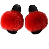 FOLOBE Women Fuzzy Slides Fur Feather Sandals Fur Slips Fur Slippers Fluffy Slides Outdoor House Slides Shoes Fuzzy Slippers Fluffy Sandals slip on fur slippers