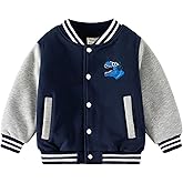 Volunboy Kids Baseball Jacket Varsity Letterman Coat Fall Winter Fleece Bomber Vintage Outerwear