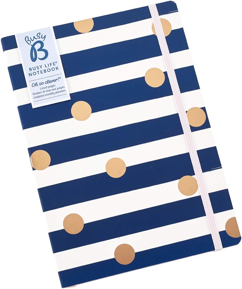 Busy Life Notebook - A5 Stripe with Stickers and Monthly Planner