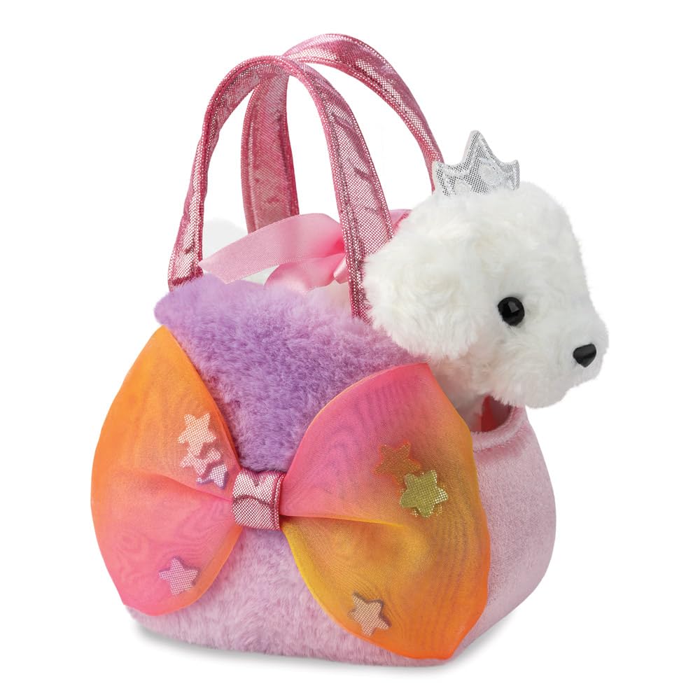 Aurora, 61540, Fancy Pal Big Bow Princess Puppy, Soft Toy, White and Pink, 20 cm