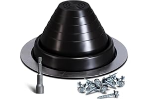 VIVIDA #3 EPDM Metal Roof Pipe Flashing Boot, Flexible Roof Jack Boot for Pipe OD 1/4" to 5", Screws & Hex Socket Included, Black, 1 Pack