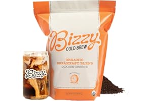 Bizzy Organic Cold Brew Coffee | Breakfast Blend | Coarse Ground Coffee | Medium-Light Roast | Micro Sifted | Specialty Grade | 100% Arabica | 2 LB