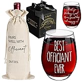 Funny Wedding Registry Wine Glass Gift for Wedding Officiant, Best Officiant Ever Gifts from Couple, Bride Groom Thank You Wine Glass, Wedding Officiant Gift, Officiant Gifts for Wedding Day