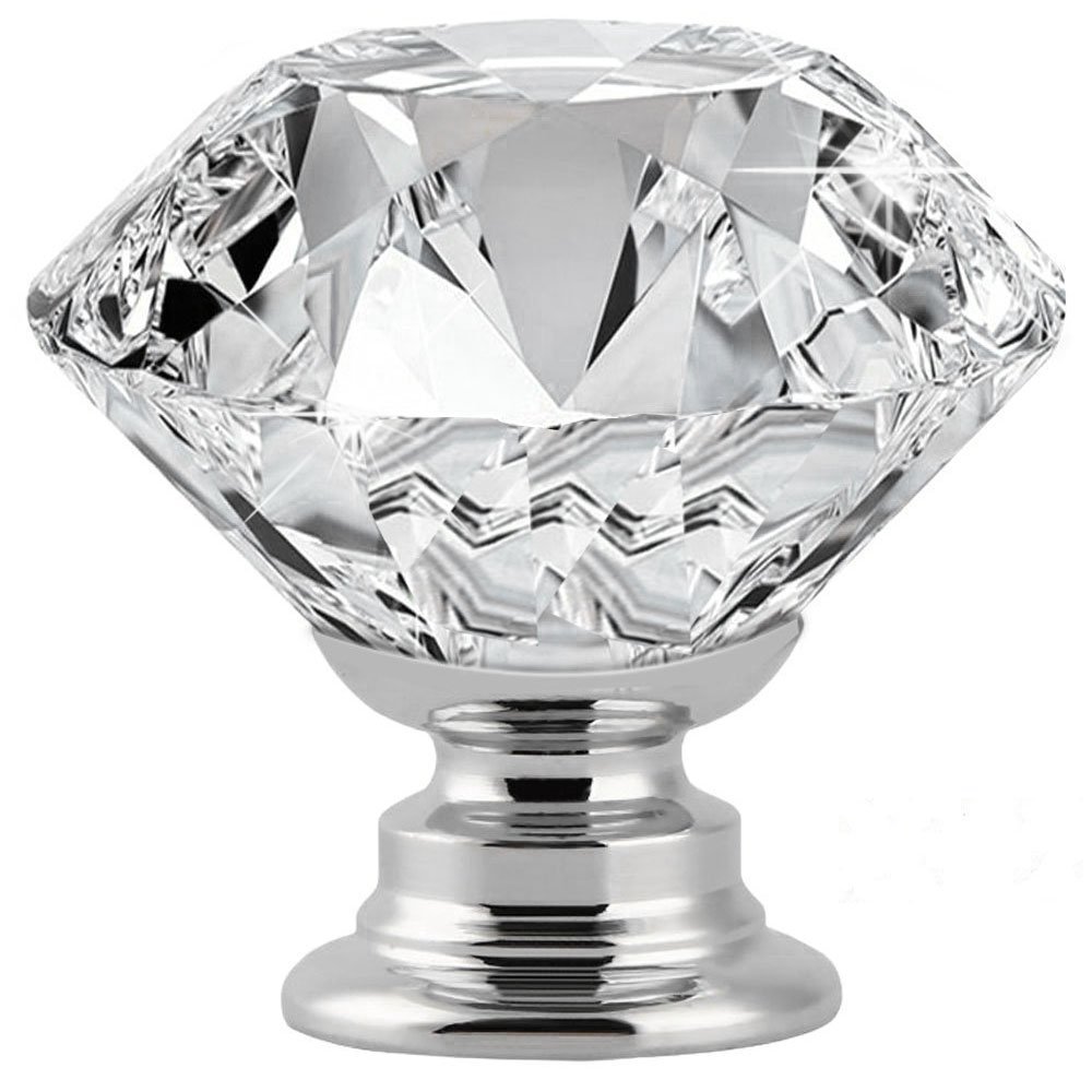 EEEKit 12-pack Crystal Glass Cabinet Knobs 30mm Diamond Shape Drawer Kitchen Cabinets Dresser Cupboard Wardrobe Pulls Handles