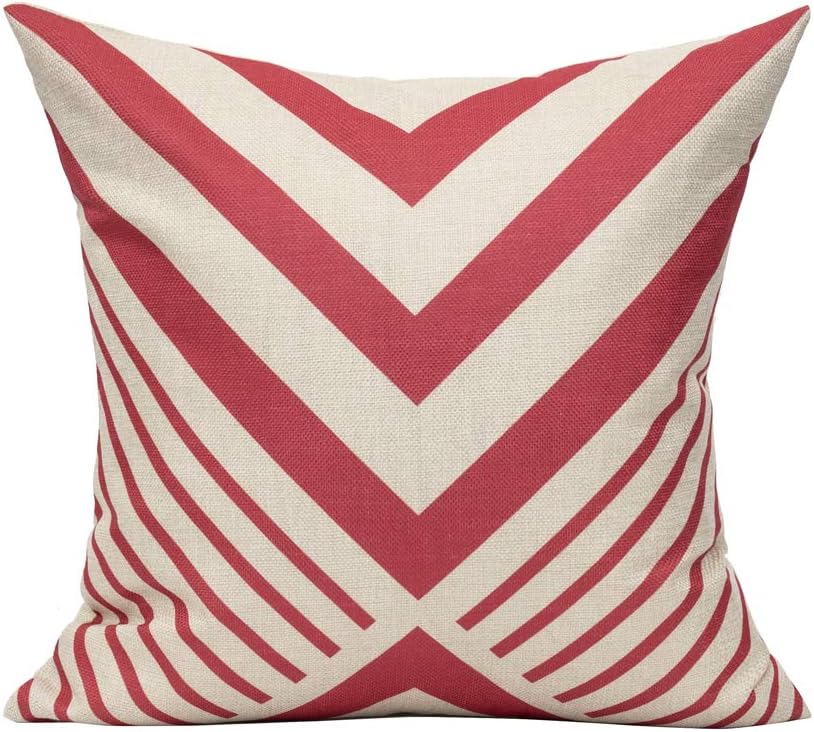 All Smiles Outdoor Patio Throw Pillow Covers Cases Indoor Furniture Decorative Cushion 18x18 Set of 4 for Home Porch Chair Couch Sofa Living Room Geometric Orange: Kitchen & Dining