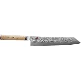 Miyabi Birchwood SG2 Japanese Kiritsuke Knife, 9.5-inch, All Purpose Kitchen Knife, Karelian Birch Handle, 100-layer flower Damascus pattern, Handcrafted in Seki, Japan