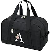 CALLPIONEER Small Gym Bag for Women Letter Style Small Duffle Bag for Travel Sport Carry on Bag-Black(Letter A)