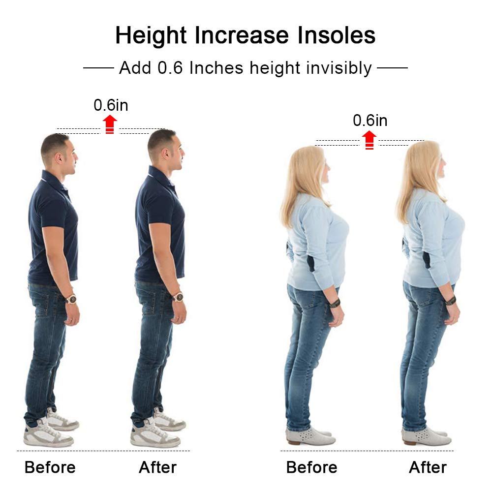 SQHT\'s Height Increase Insoles - Heel Shoe Lift Inserts for Achilles Tendonitis and Leg Length Discrepancy, Heel Cushion for Men & Women (0.6\'\' Height)