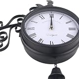 Timelike Antique Black Double Sided Round Wall Clock Garden Décor 30cm view 3