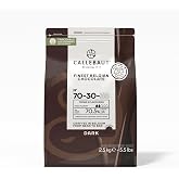 Callebaut Recipe No. 70-30 Finest Belgian Dark Chocolate Callets 2.5kg Bag | 70.5% min dry cocoa solids; 38.9% fat; intense cocoa - bitter - roasted - fruity hints