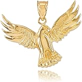 Animal Kingdom Fine 14k Yellow Gold Firebird Charm Phoenix Necklace Pendant
