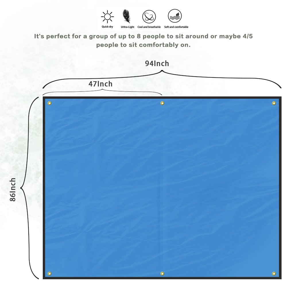 Camping Tarp Picnic Blanket AOPETIO-Rain Shed Sunshade Waterproof Multi-purpose Tent Accessories with Drawstring Carrying Bag