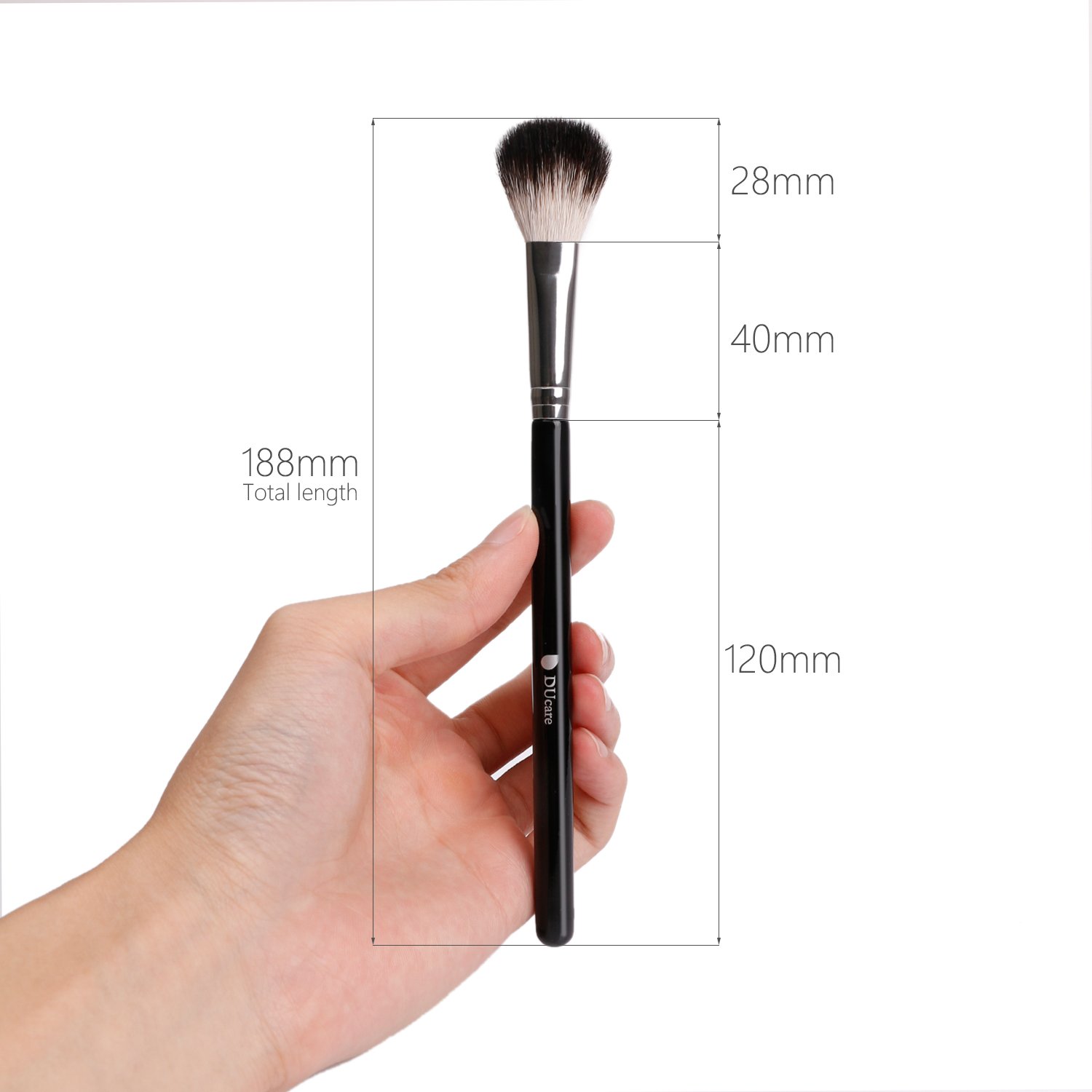 DUcare Highlighter Brush Makeup Brushes Fan Blending Eyeshadow Contouring Blush Brush Natural Goat Hair Cosmetic Tool, 1Pcs Silvery&Black: Beauty