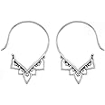 Boma Jewelry Sterling Silver Balinese Tribal Boho Pull Through Hoop Earrings