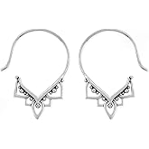 Boma Jewelry Sterling Silver Balinese Tribal Boho Pull Through Hoop Earrings