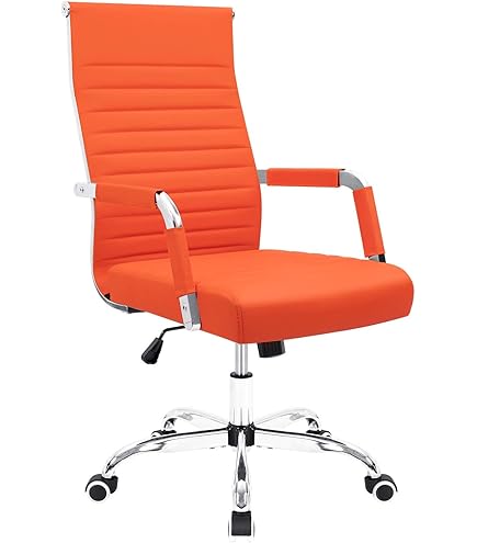 Amazon.com: Furmax Ribbed Office Desk Chair Mid-Back Leather