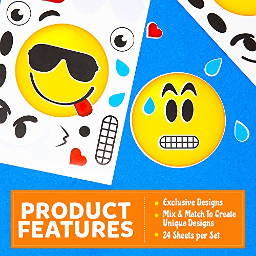 24 Make A Emoji Stickers For Kids Emoji Party Supplies & Party Favors