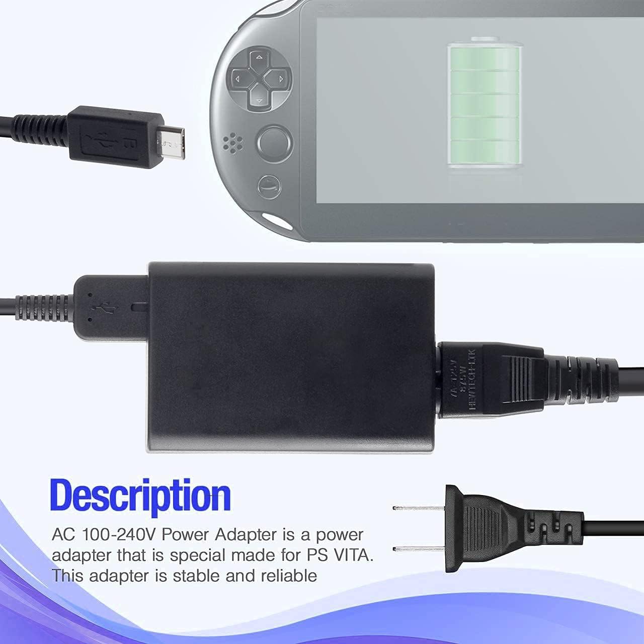 Power Charger Adapter Three Piece Set for PlayStation PS Vita 2000 PCH-2001 PCH-2000 Vita Slim Charger AC Adapter with Cable