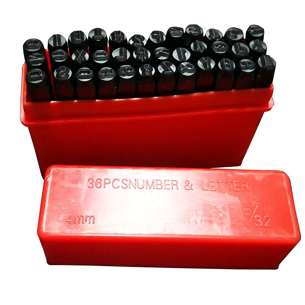 VIN Serial ID TAG Plate Data Blank CAR Truck HOT Rod Equipment Trailer 4mm Number & Letter Stamp Punch Set(4mm Number)