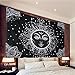 Racunbula Sun and Moon Tapestry Burning Sun with Star Tapestry Psychedelic Black and White Mystic Wall Tapestry for Bedroom
