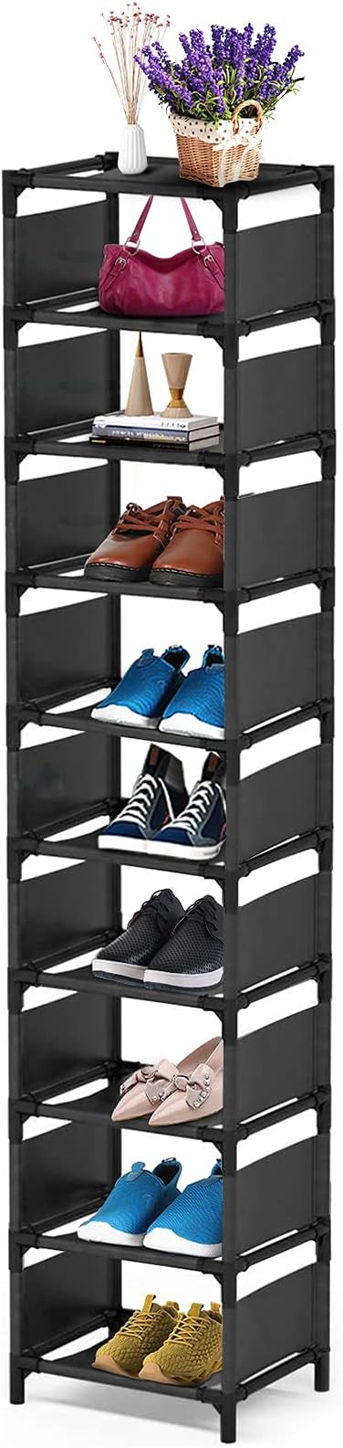 esonstyle 10 Tier Shoe Rack Tall Narrow Space Saver Entryway Organiser