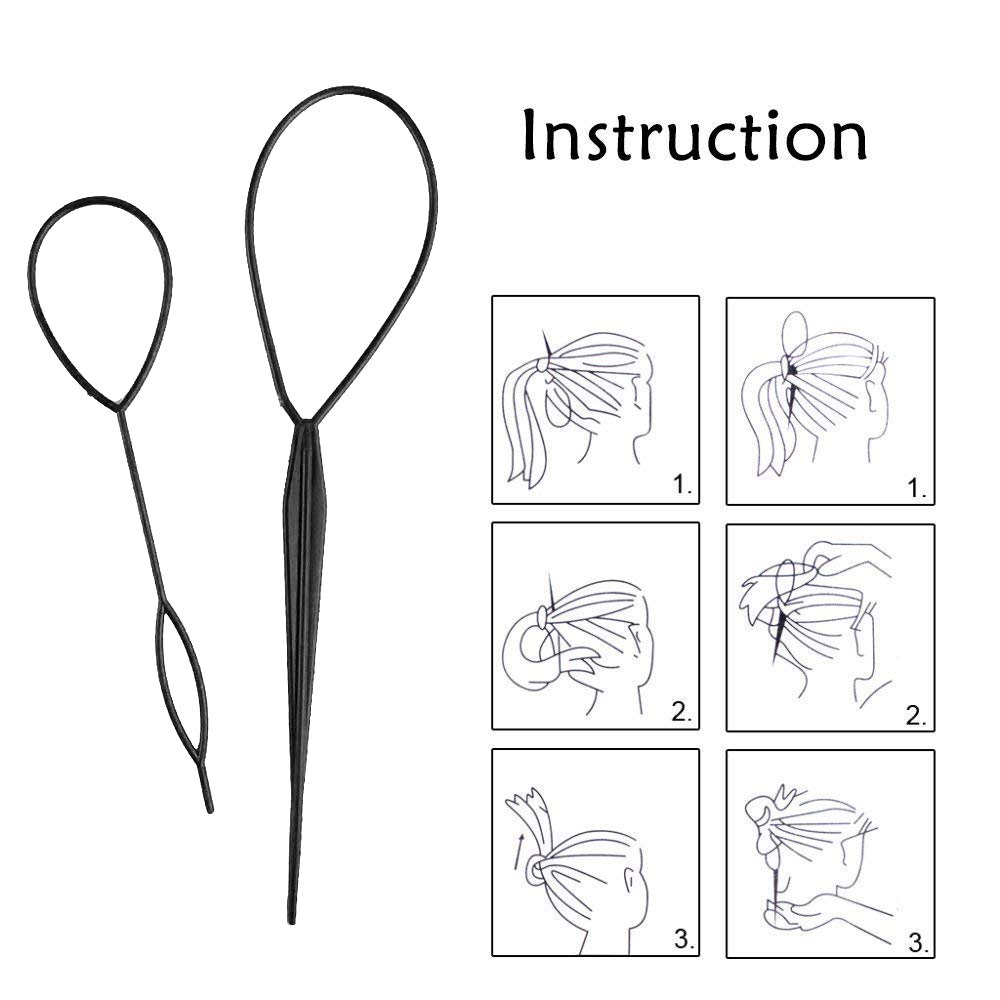 14 Pieces Topsy Tail Hair Styling Tool, Pack of 6 Pairs Topsy Turvy