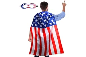 Maklulu American Flag Costume Cape, 4th of July American Flag Cape USA Patriotic Flag Cloak