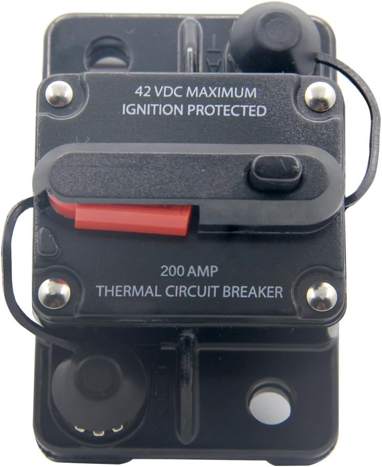 RKURCK 12V- 42VDC 200A Manual Reset Circuit Breaker,Fuse holder for Car Automotive Marine Boat Audio 200Amp