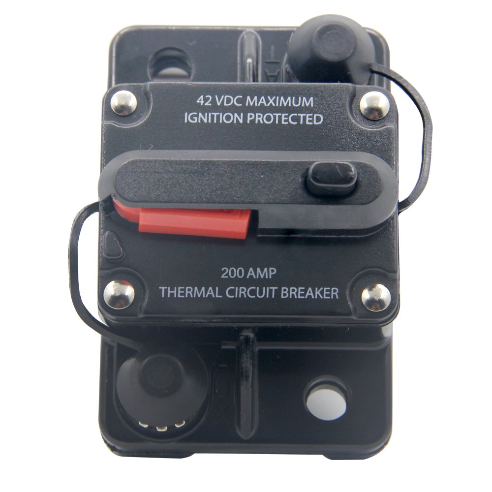 RKURCK 12V- 42VDC 200A Manual Reset Circuit Breaker,Fuse holder for Car Automotive Marine Boat Audio 200Amp