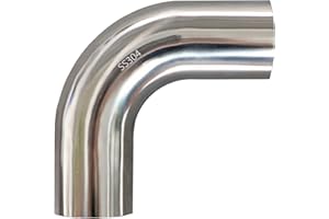 3" Stainless 90° Mandrel Bend Elbow - 14GA /.078" Wall - 2" Leg - SS304 Stainless Steel Elbow Exhaust Piping for Car Exhaust Pipe Modified, Stair Handrail, etc - ATOTL
