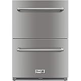 Thor Kitchen 24” Indoor and Outdoor Double Drawer Under-Counter Built-in Fridge Refrigerator in Stainless Steel 5.3cu.ft (Not