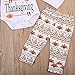 Baby Boys Girls My First Thanksgiving Romper Bodysuit and Turkeys Pants Outfit with Hat and Headband (70(3-6M), White 2)
