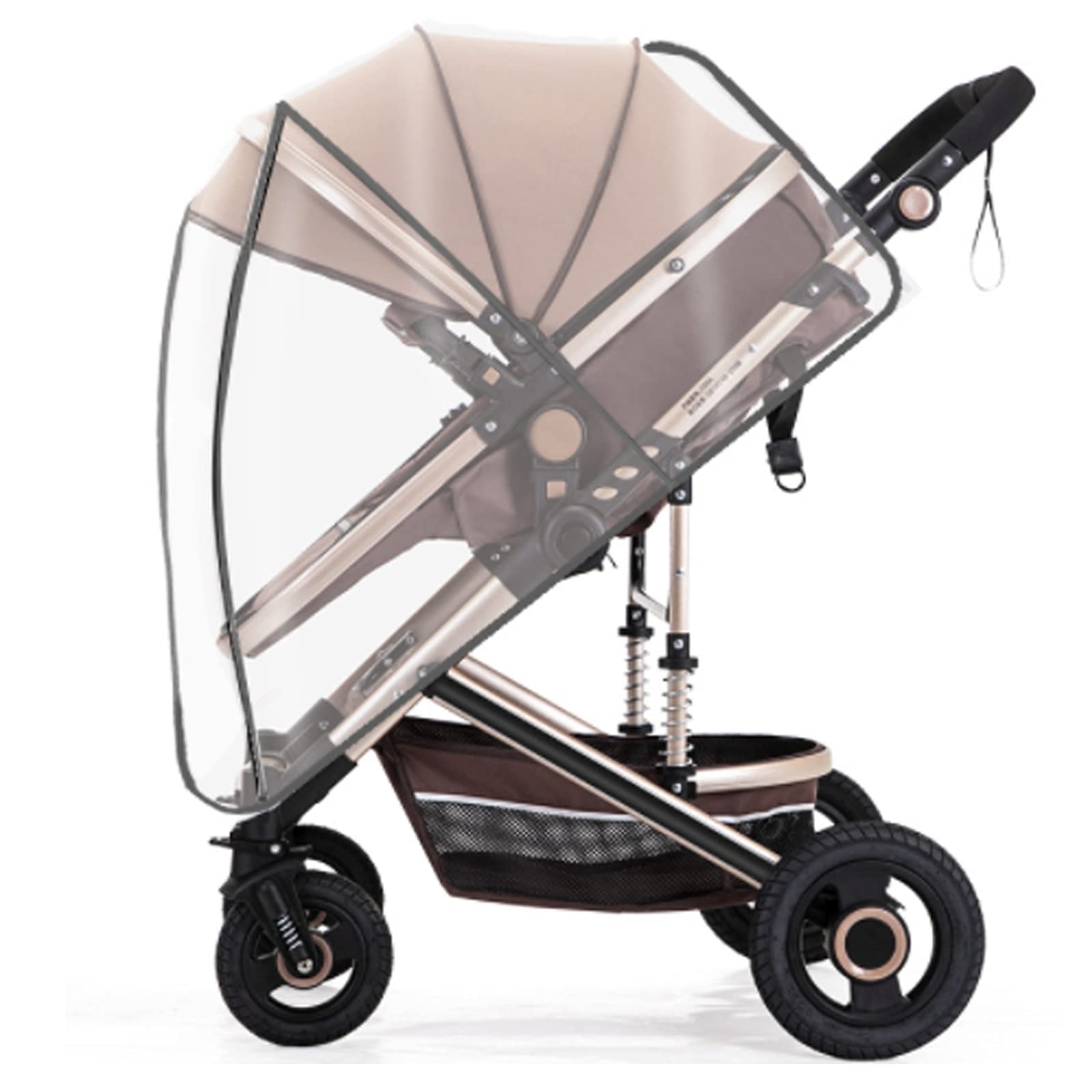 Spldsun Universal Waterproof Rain Cover, Transparent, for Pushchairs and Strollers, Good Ventilation, Adjustable Straps, EVA Material, White