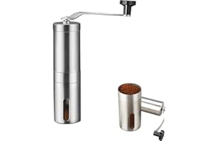 Manual Coffee Grinder – 4.8×18.6 cm Stainless Steel, Ceramic Burr Core, Portable & Quiet for Fresh Coffee Anywhere – Home, Ca