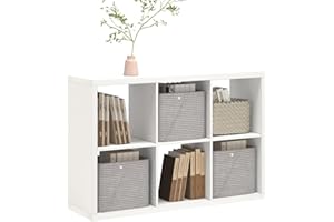 CTESNE【2026 Wooden Thick Frame】 6 Cube Storage Organizer Shelf with Anti-Tipping Kits + Reversible Open Back Bookcase, Horizo