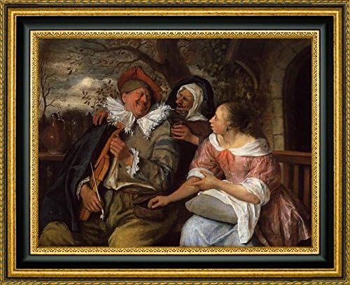 The Merry Threesom by Jan Steen - 15" x 19" Framed Giclee Canvas Art Print - Ready to Hang