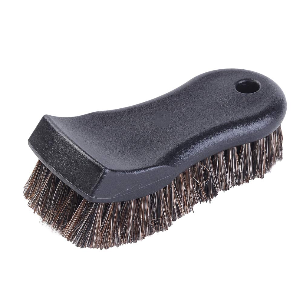JSCARLIFE Car Cleaning Brush, Soft Horse Hair Detailing Brush Non-slip Handle Wash Vehicle Brush for Rim Chassis,Radiator Grille,Engine,Sofa Leather Fabric Cleaning