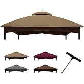 CoastShade Patio 10X12 Replacement Canopy Roof for Lowe's Allen Roth 10X12 Gazebo Backyard Double Top Gazebo(Khaki#GF-12S004B-1)