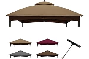 CoastShade Patio 10X12 Replacement Canopy Roof for Lowe's Allen Roth 10X12 Gazebo Backyard Double Top Gazebo(Khaki#GF-12S004B-1)