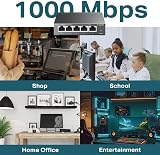 TP-Link TL-SG105S 5 Port Gigabit Switch 1 to 4 Splitter Desktop Wall-Mount view 4