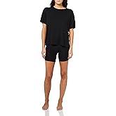 HUGO womens Exposed Waistband Logo Collar T-shirt and Shorts Set
