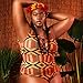 Malloom Women's Plus Size Geometric Printing One Piece Bikini Monokini Swimwear (XXXL)