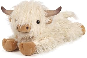 CUCKOOL Highland Cow Stuffed Animals, Microwavable Stuffed Animal Adorable Fluffy Highland Cow Plush for Warmth Comfort, Heatable Coolable Lavender Scent Toy, Cute Soft Plushies Gift for Kid Boy Girl & Adult