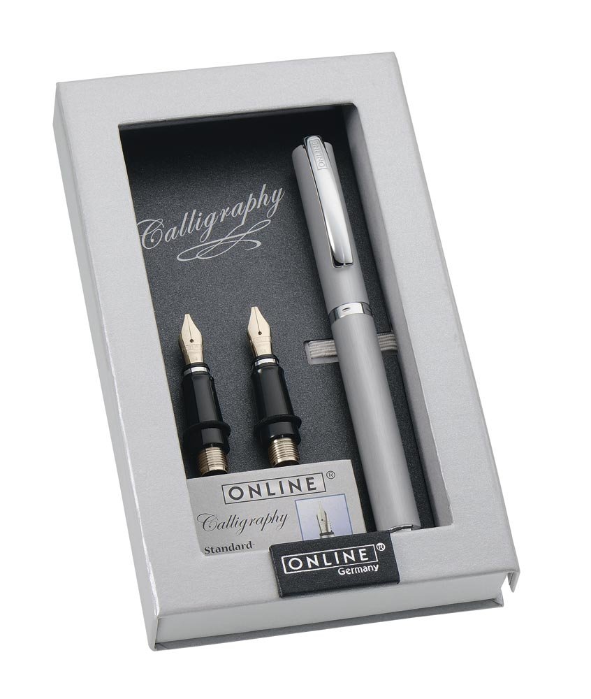 Set Best Writer calligraphy pen Vision Classic Silver, nib 1,4mm, 0,8mm, 1,8mm in Magnet Box